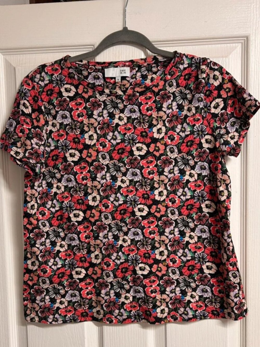 HA by Henry Holland Floral Print Short Sleeve Tee Womens Size 14